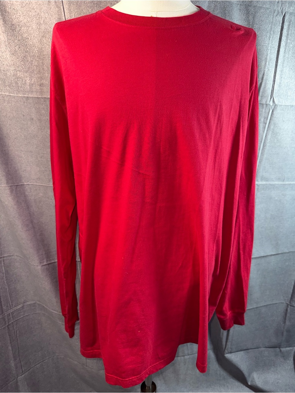 2251-Lands' End Men's Long Sleeve Crew Neck Shirt - Red
